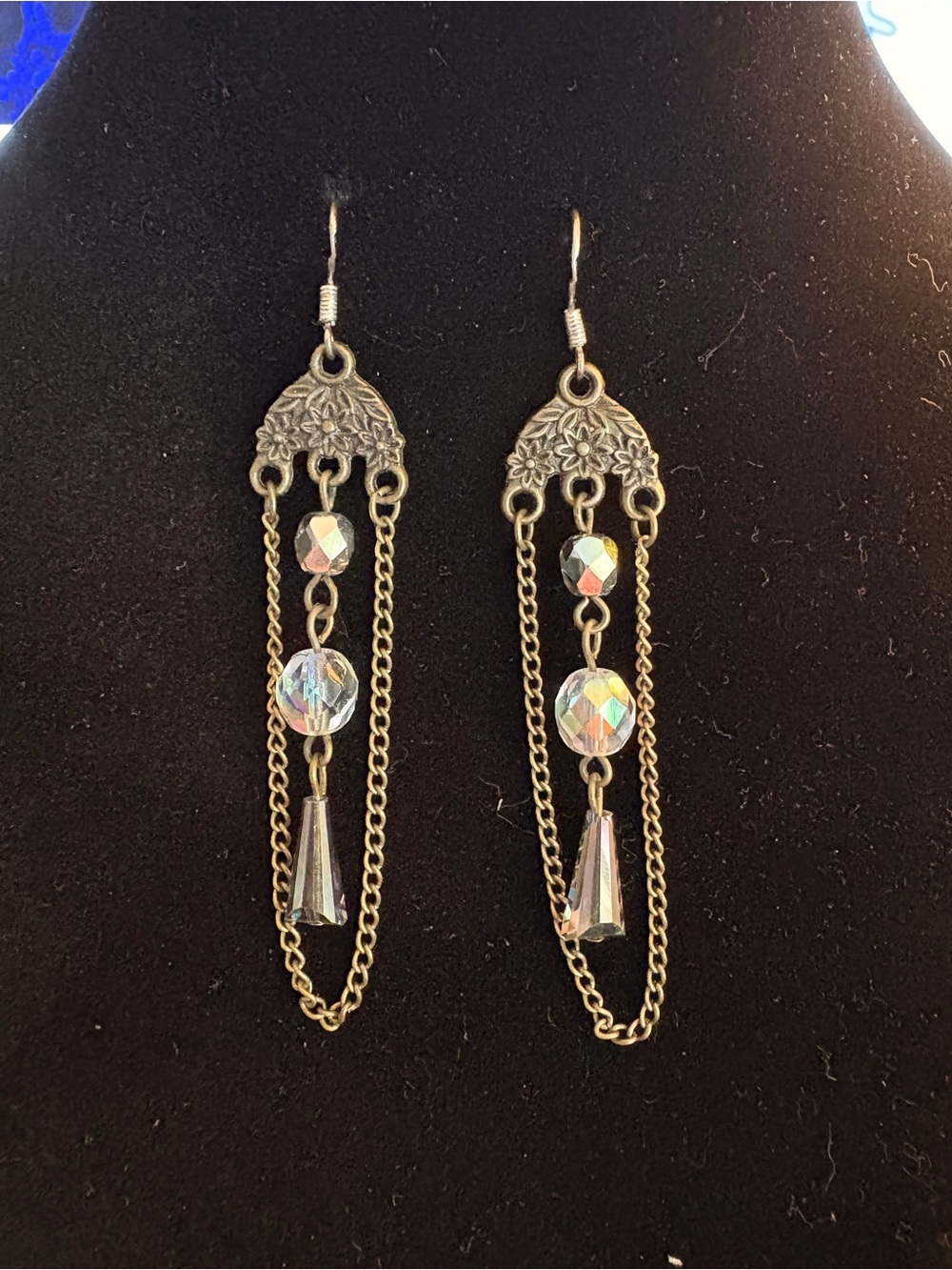 Vintage 925 Sterling Silver Chandelier Dangle Earrings